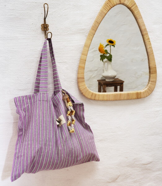 MADAM STOLTZ Bavlněná taška Multi Coloured Fialová, fialová barva, modrá barva, hnědá barva, textil