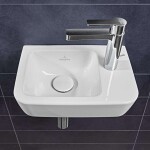 VILLEROY & BOCH - O.novo Umývátko Compact 36x25 cm, bez přepadu, 1 otvor pro baterii vpravo, CeramicPlus, alpská bílá 434337R1