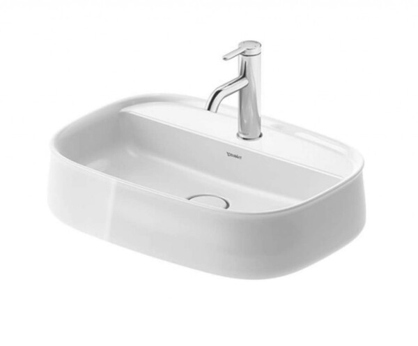 DURAVIT - Zencha Umyvadlo na desku 55x39 cm, bez přepadu, otvor pro baterii, DuraCeram, WonderGliss, bílá 23745500711