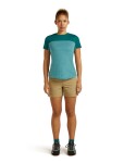 Dámské merino triko s krátkým rukávem ICEBREAKER Wmns 125 Cool-Lite Sphere III SS Tee Colour Block, Tidal Teal hthr/Tidal Teal/Cb velikost: XS
