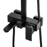 Erga Cube, sprchová souprava s pákovou baterií, vanovou výlevkou a dešťovou hlavicí 30x30cm, černá matná, ERG-YKA-BP.CUBE-30-BLK