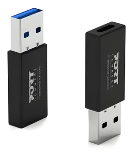 Port 900154 černá / Adaptér / USB-A (M) na USB-C (F) / 2 ks (900154)