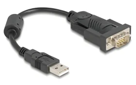 Delock USB 2.0 A - RS-232 DB9 černá / USB adaptér / 0,25 m / pozlacené kontakty / magneticky stíněný (64276)