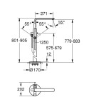 GROHE - Lineare Vanová baterie do podlahy, s příslušenstvím, kartáčovaný Hard Graphite 23792AL1