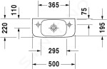 DURAVIT - DuraStyle Umývátko 500x220 mm, bez přepadu, s otvorem pro baterii vlevo, bílá 0713500009