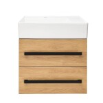 Koupelnová skříňka s umyvadlem a černou úchytkou SAT Cube Way 60x53x46 cm dub Hickory mat CUBE46C602DHSATCW CUBE46C602DHSATCW