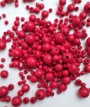 Dřevěné korálky Detoa - tmavě růžové - ∅ 10 mm - 10 ks