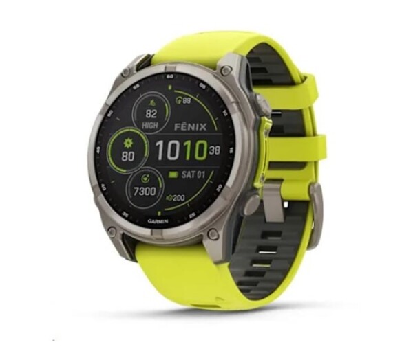 Garmin - fenix 8 Solar Sapphire - 47 mm - Titanium with Amp Yellow | Graphite Silicone Band, EU EDF_2393701