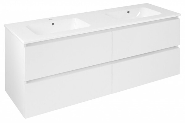 SAPHO - EZARA dvojumyvadlová skříňka 140x55x46cm, bílá lesk EZ141-3030