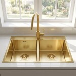 REA - Ocelový dřez Joel BRUSH GOLD bez kuchyňské baterie ZLE-06411