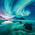 Nástěnný poznámkový kalendář 2026 NOTIQUE - Polární záře, 30 x 30 cm - BEZ ČEŠTINY