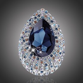 Exkluzivní brož Swarovski Elements Béatrice, Tmavě modrá