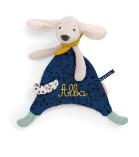 MOULIN ROTY Mazlící ubrousek pejsek modrý Puce & Pilou