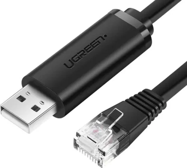 Ugreen CM204 konzolový kabel USB - Ethernet RJ45 černá / 1.5 m (UGR597BLK)