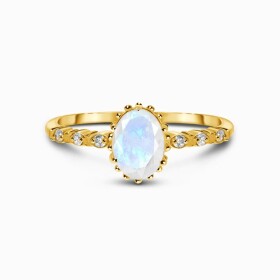 Royal Fashion prsten 14k zlato Vermeil GU-DR23095R-YELLOWGOLD-MOONSTONE-TOPAZ Velikost: 10 (EU: 61-63)