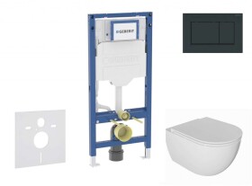 GEBERIT - Duofix Set předstěnové instalace, klozetu Oudee a sedátka softclose, tlačítko Sigma30, černá lesk/černá mat SANI11CA5130B