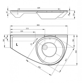 RAVAK - Avocado Umyvadlo 85x45 cm, s přepadem, s otvorem pro baterii, odkládací plocha vlevo, bílá XJ1L1100000