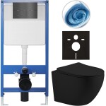 CERANO - Kompletní WC set Profi/Cesso - černá matná - WC tlačítko Line/Tmavě šedá - předstěnová instalace - 49x36 CER-8050BD84385