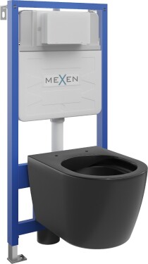 MEXEN/S - WC předstěnová instalační sada Fenix Slim s mísou WC Carmen, černá mat 6103388XX85