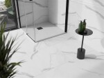 MEXEN/S - Stone+ čtvercová sprchová vanička 80 x 80, bílá, mřížka černá 44108080-B