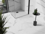 MEXEN/S - Stone+ čtvercová sprchová vanička 90 x 90, bílá, mřížka černá 44109090-B