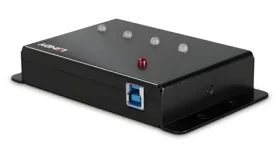 Lindy USB 3.0 hub 4 porty kov černá / USB hub / LED indikace / kovové tělo / kabel 0,8 m (43374)