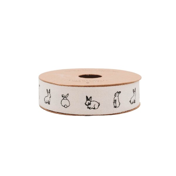 Eulenschnitt Bavlněná stuha Rabbits – 5 m, krémová barva, textil