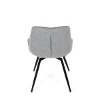 Židle jídelní, šedá látka, černý kov, otočný mechanismus 90°/90° (L/P) - funkce reset