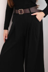 Dámské kalhoty s širokými nohavicemi a pásem černé UNI