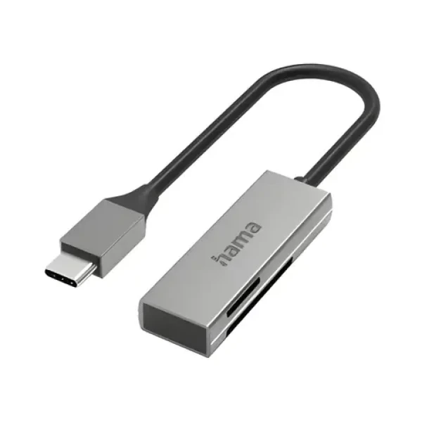 Hama čtečka karet USB-C SD microSD stříbrná / Čtečka karet / USB 3.2 Gen 1 / 5 Gbit/s / hliník (00200131)