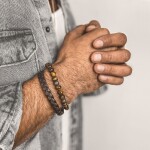 Inspirace 137 - Pánský set šperků – pravá kůže, tygří oko a chirurgická ocel