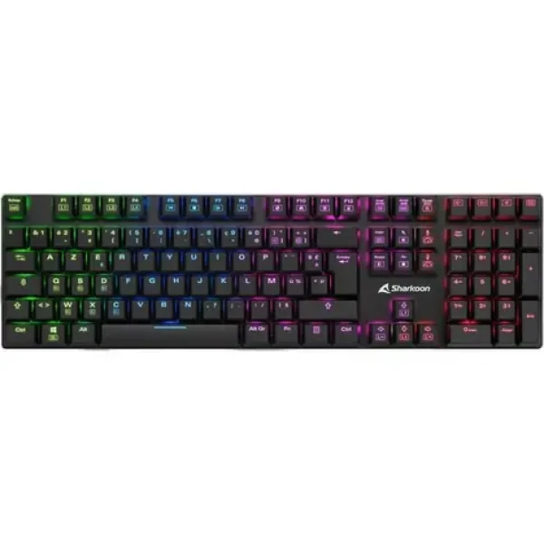 Sharkoon PureWriter RGB černá / nízkoprofilová herní klávesnice / mechanická / drátová / RGB / Kailh LP rofile Blue / FR (4044951027903)
