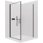 CERANO - Sprchový kout Porte L/P - 8 mm - černá matná, transparentní sklo - 90x70x195 - otočný CER-413573
