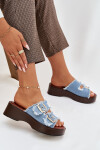 Dámské pantofle na platformě 100-486 Jeans modrá s černou - Joalice Paris jeans-sv.modrá 41