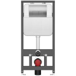 CERANO - Kompletní WC set Basic/Cesso - bílá lesklá - WC tlačítko Modulo/Stříbrná - závěsné - předstěnová instalace - 49x36 CER-8050BD86013