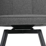 Židle jídelní, šedá látka, 360° otočný mechanismus, černý matný lak, kovové nohy