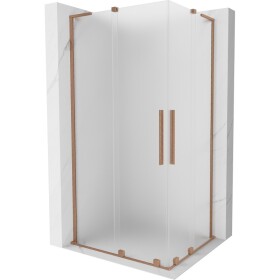 MEXEN/S - Velar L Duo sprchový kout, posuvné dveře 100 x 90, dekor, měď kartáčovaná 871-100-090-02-33-65