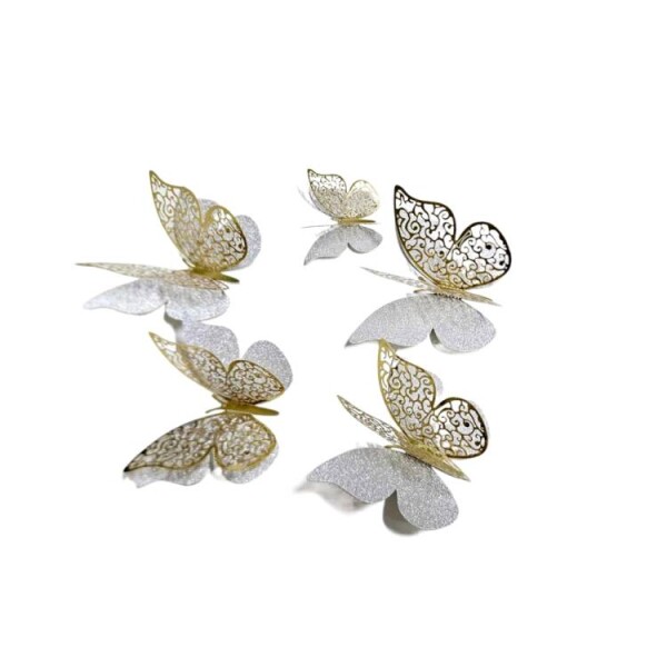 Dortisimo Nejedlá dekorace stříbrno-zlatá Motýlci (12 ks)