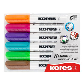 Kores popisovač K-MARKER na bílé tabule, zkosený hrot 3-5 mm, mix 6 barev