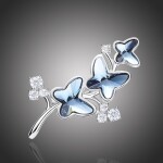 Brož Swarovski Elements Montanari - motýl, Tmavě modrá