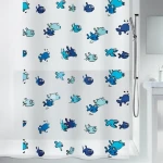 Spirella HUGO sprchový závěs motiv rybiček bílo-modrý / PEVA / 180 x 200 cm (7610583019516)