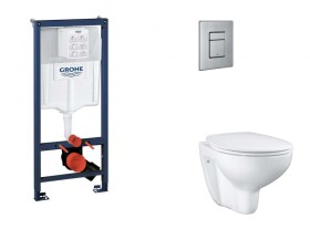 GROHE - Rapid SL Set předstěnové instalace, klozetu, sedátka SoftClose a tlačítka Skate Cosmopolitan, kartáčovaná nerezová ocel SANI11BB2115
