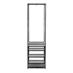 Stojan na šaty dvouramenný se čtyřmi policemi, černá barva, kov / plast, chrom