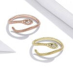Stříbrný prsten Graceful Snake Gold, stříbro 925/1000, had, nastavitelná Zlatá