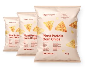 Vilgain Kukuřičné proteinové chipsy BIO – 3× BBQ 60 g