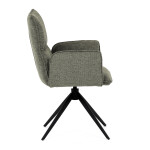 Židle jídelní, zelená látka, 360° vratný mechanismus, černý kov