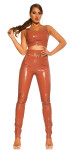 Sexy KouCla Latex Look Crop Top barva red velikost M