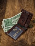 Trendová pánská menší kožená peněženka Dokl, tmavě hnědá