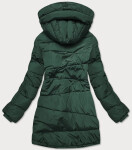 Asymetrická dámská zimní bunda v lahvově zelené barvě (m-21113) odstíny zelené S (36)