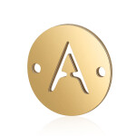 Mezidíl z titanové oceli - placička s písmenem A - Z - zlaté - 12 x 12 x 0,8 mm - 1 ks Písmena: V